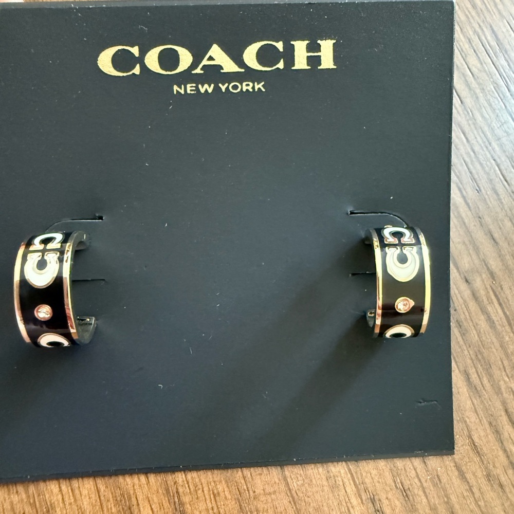 Coach Black and White Huggie earrings
